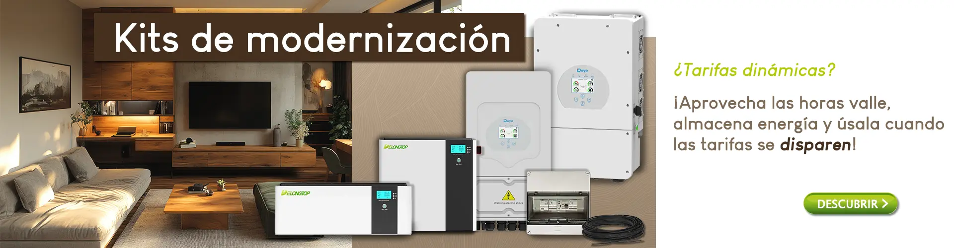 Kits de reacondicionamiento. ¿Tarifas dinámicas? ¡Aproveche las horas valle, almacene energía y utilícela cuando las tarifas se disparen!